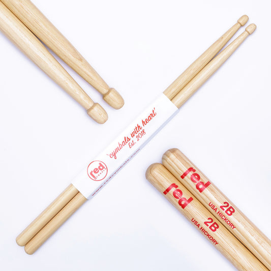 Red Cymbals Drum Sticks Red Drumsticks Natural Series multiple sizes Red Cymbals - Red Drumsticks - Natural Series - USA Hickory